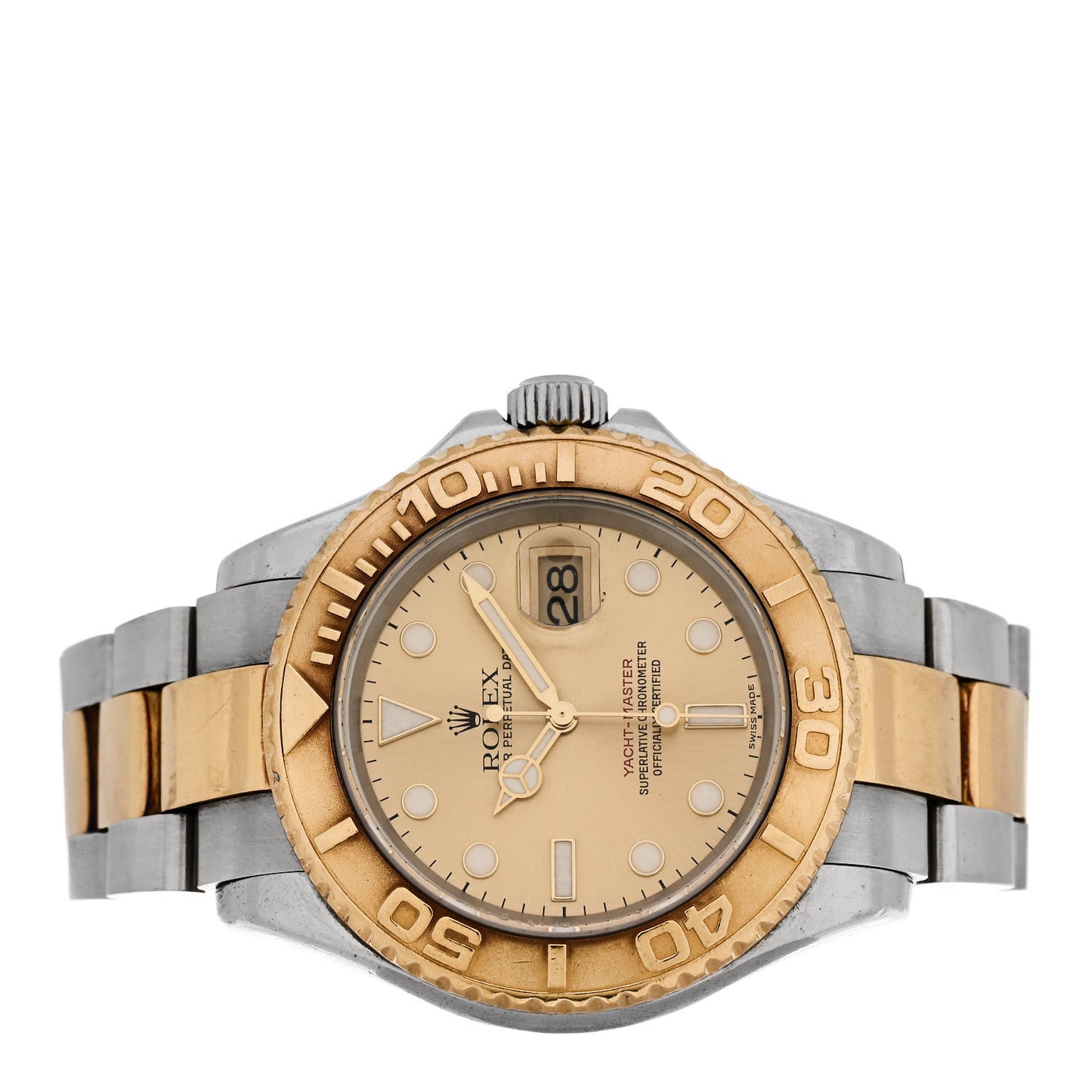 Stainless Steel 18K Yellow Gold 40mm Oyster Perpetual Date Yacht-Master Watch Champagne 16623
