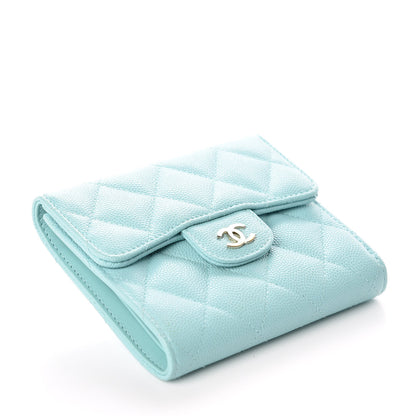 Chanel Caviar Quilted Compact Flap Wallet Light Blue 4 of 11