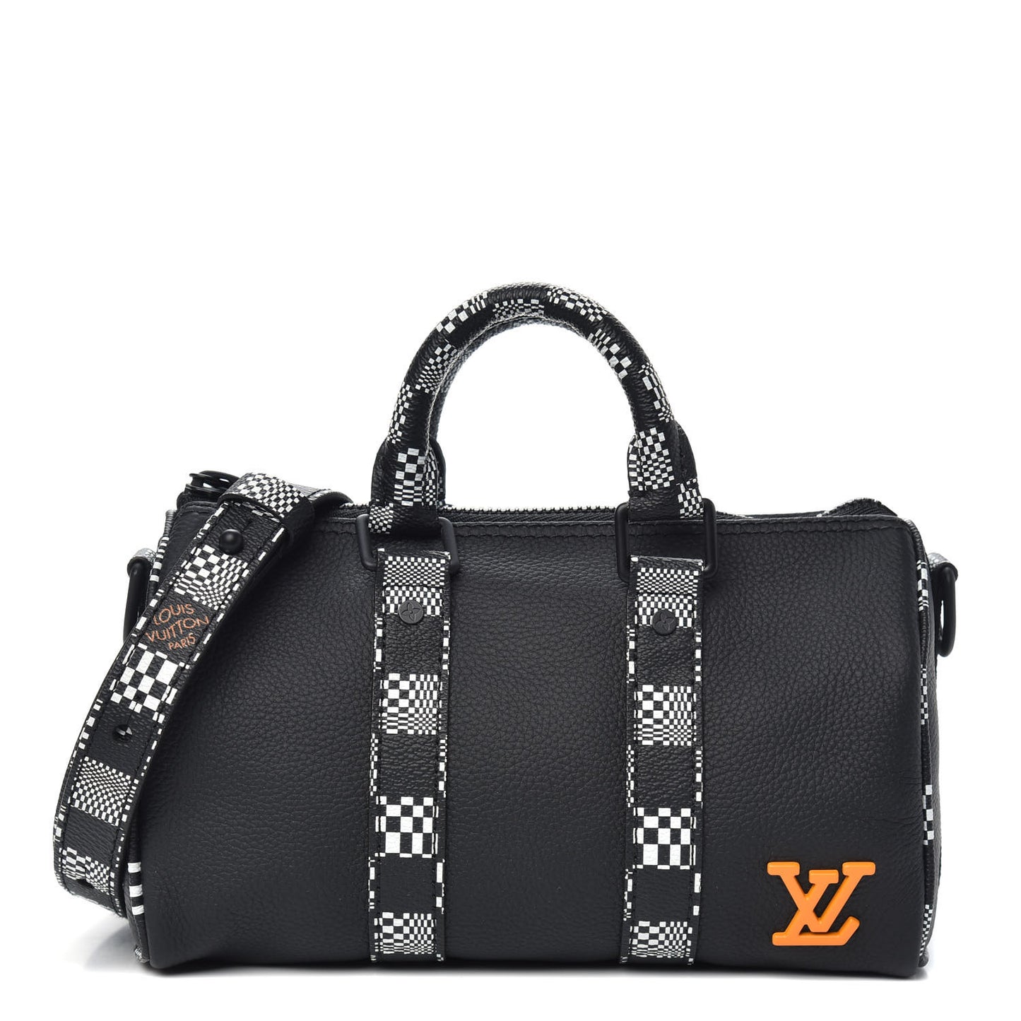 Calfskin Damier Distorted Keepall XS Black