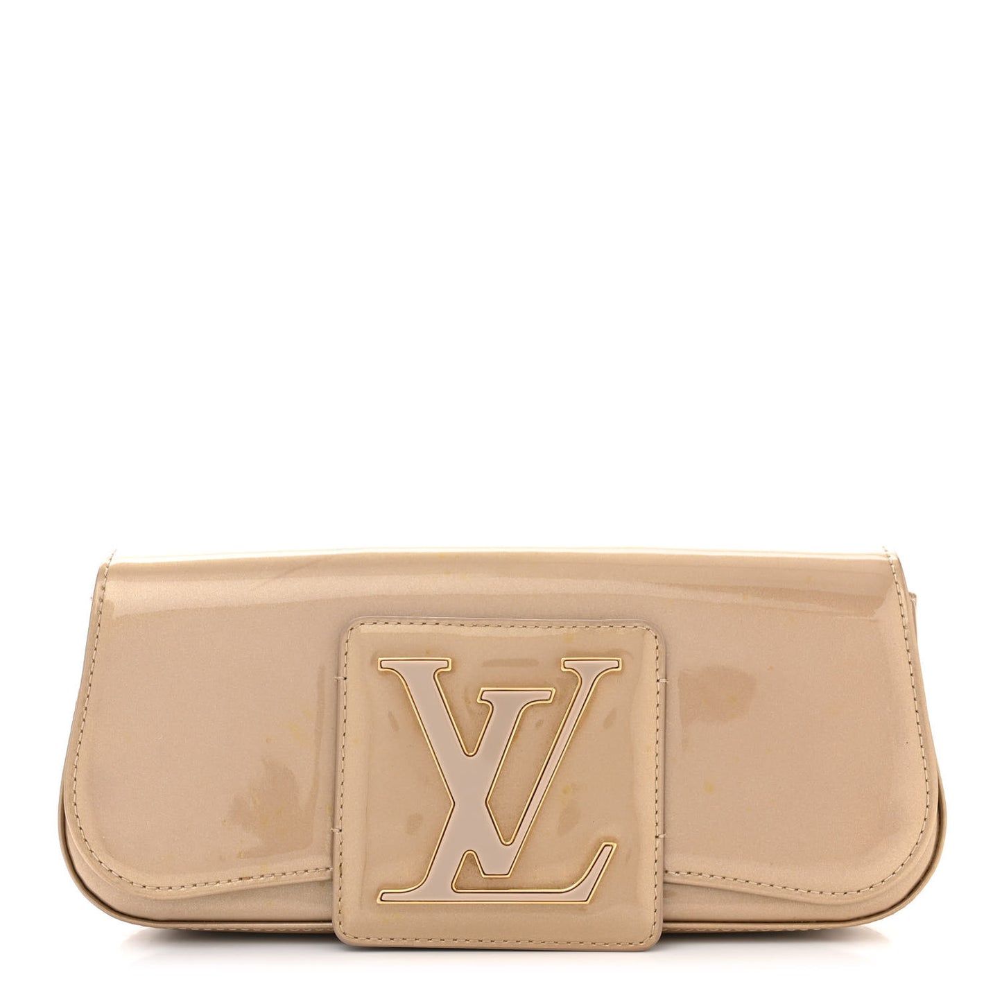 Patent Sobe Clutch Beige Poudre