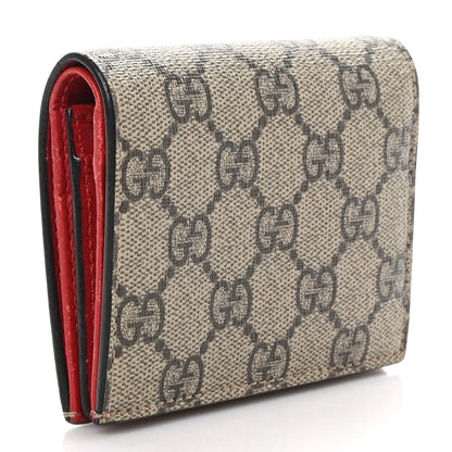 Gucci GG Supreme Monogram Cherry Embellished Card Case Wallet Hibiscus Red 3 of 8