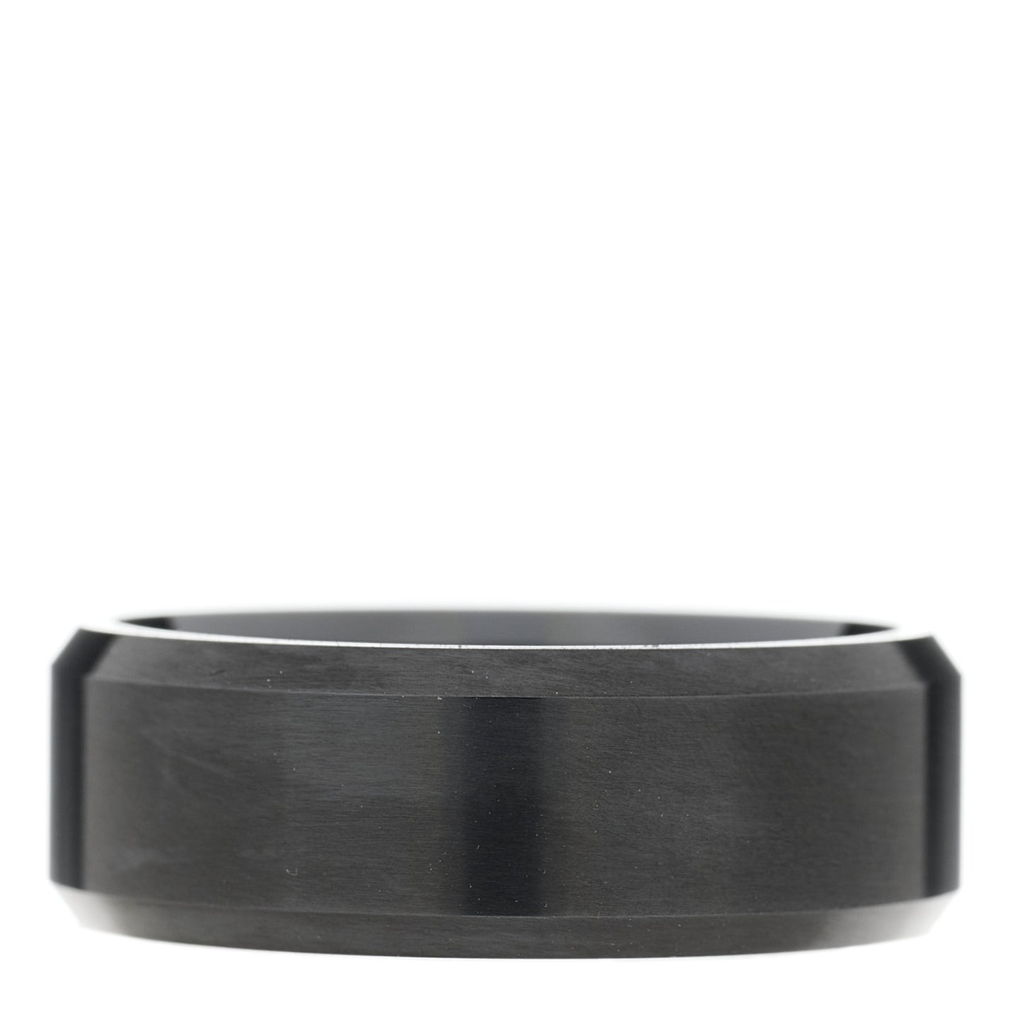 Black Titanium 8.5mm Beveled Band Ring 67 11.75