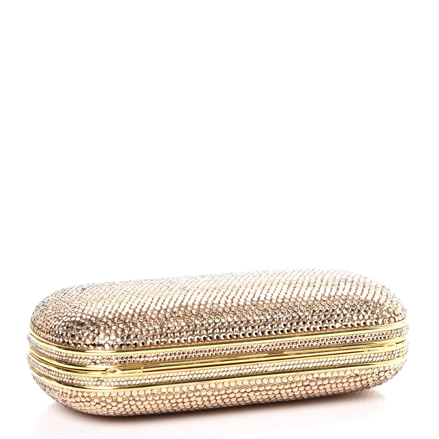 Judith Leiber Swarovski Crystal Minaudiere Clutch Gold 2 of 10