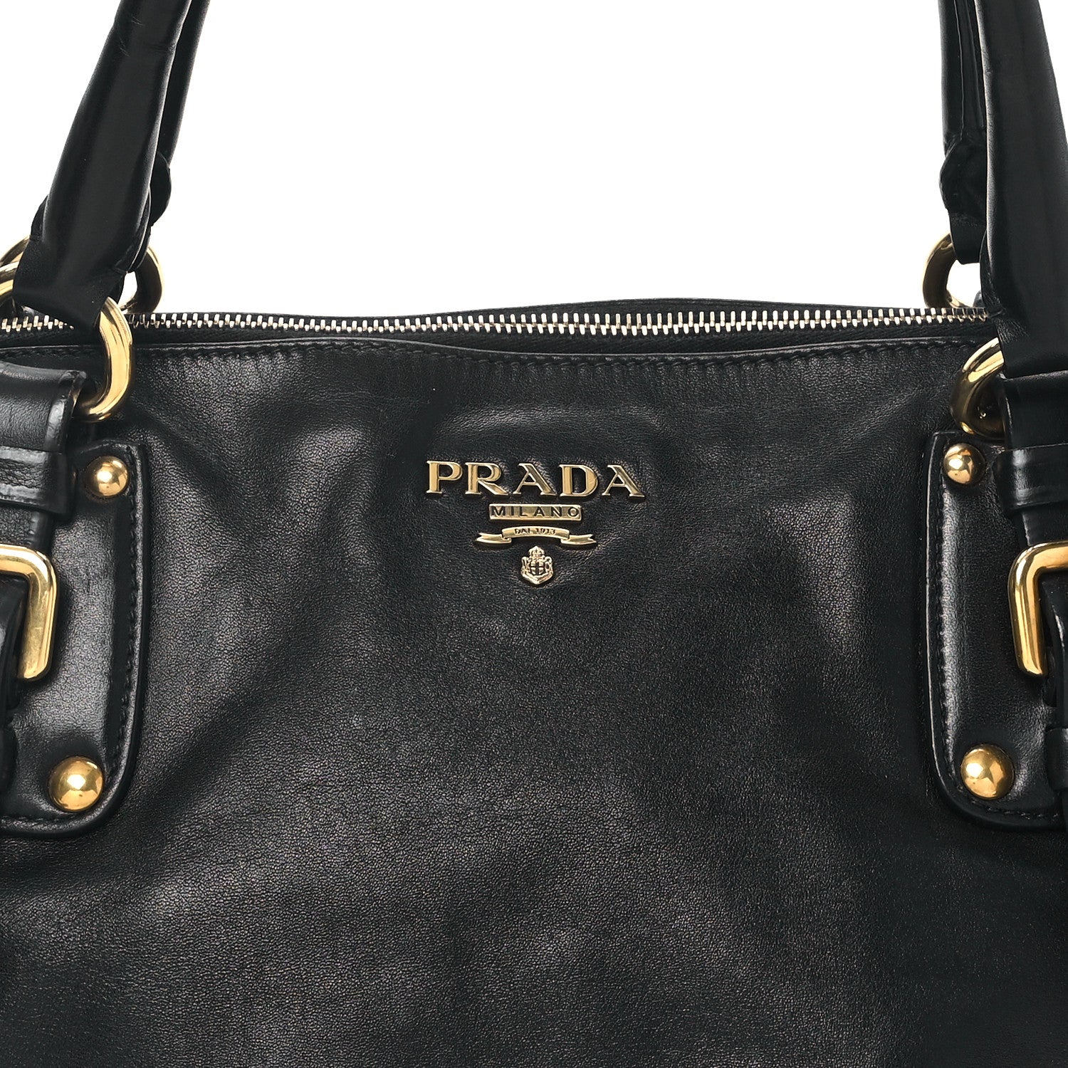 Prada Soft Calf Shopping Satchel Black 7 of 11