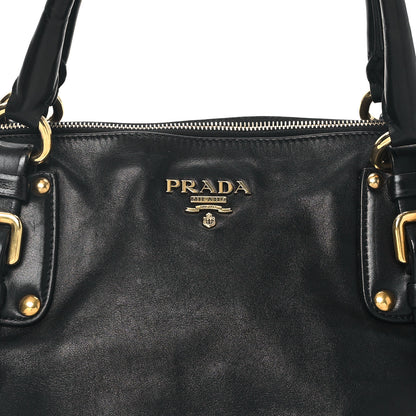 Prada Soft Calf Shopping Satchel Black 7 of 11