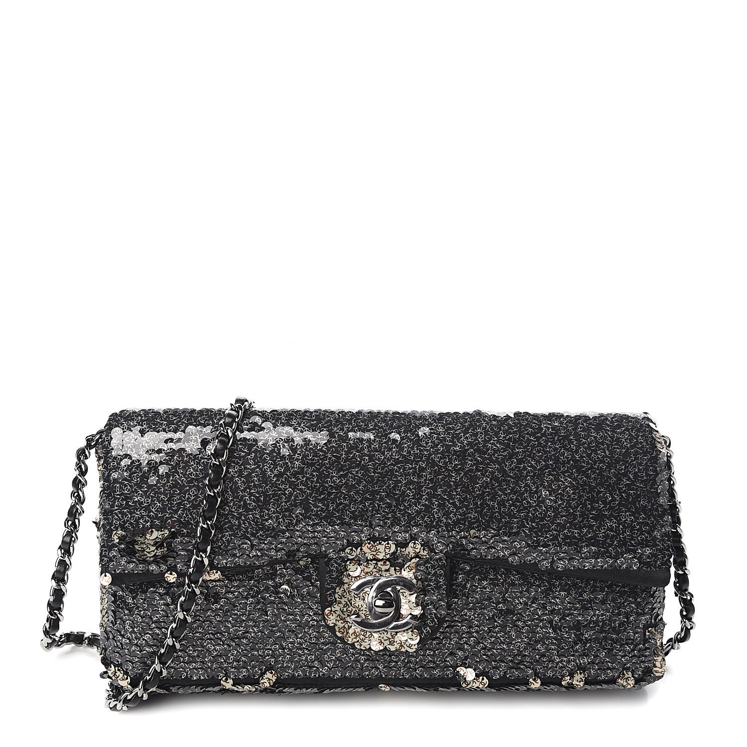 Chanel Sequin Mini Flap Beige Black 1 of 10