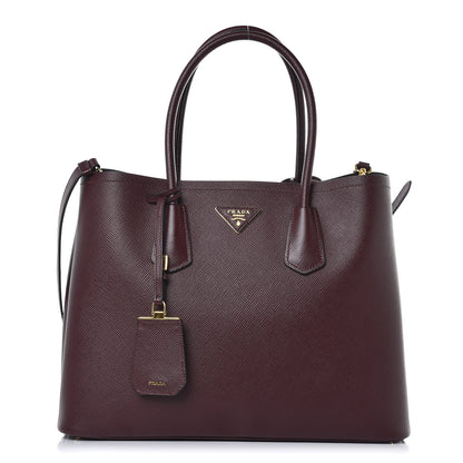 Prada Saffiano Cuir Large Double Bag Granato 1 of 7