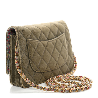 Chanel Canvas Quilted Coco Cuba Charms Wallet on Chain WOC Khaki 3 of 10