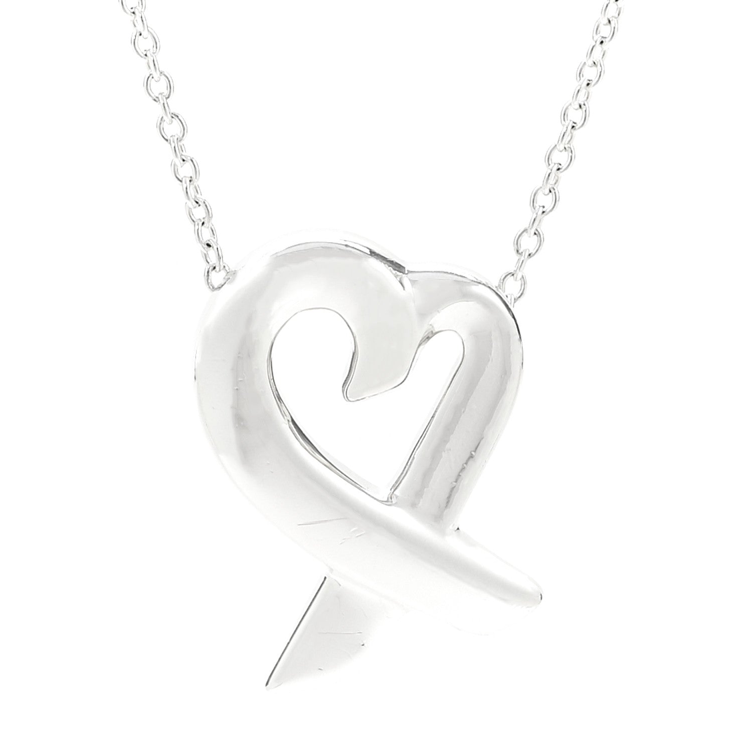Tiffany Sterling Silver Paloma Picasso Loving Heart Pendant Necklace 4 of 7