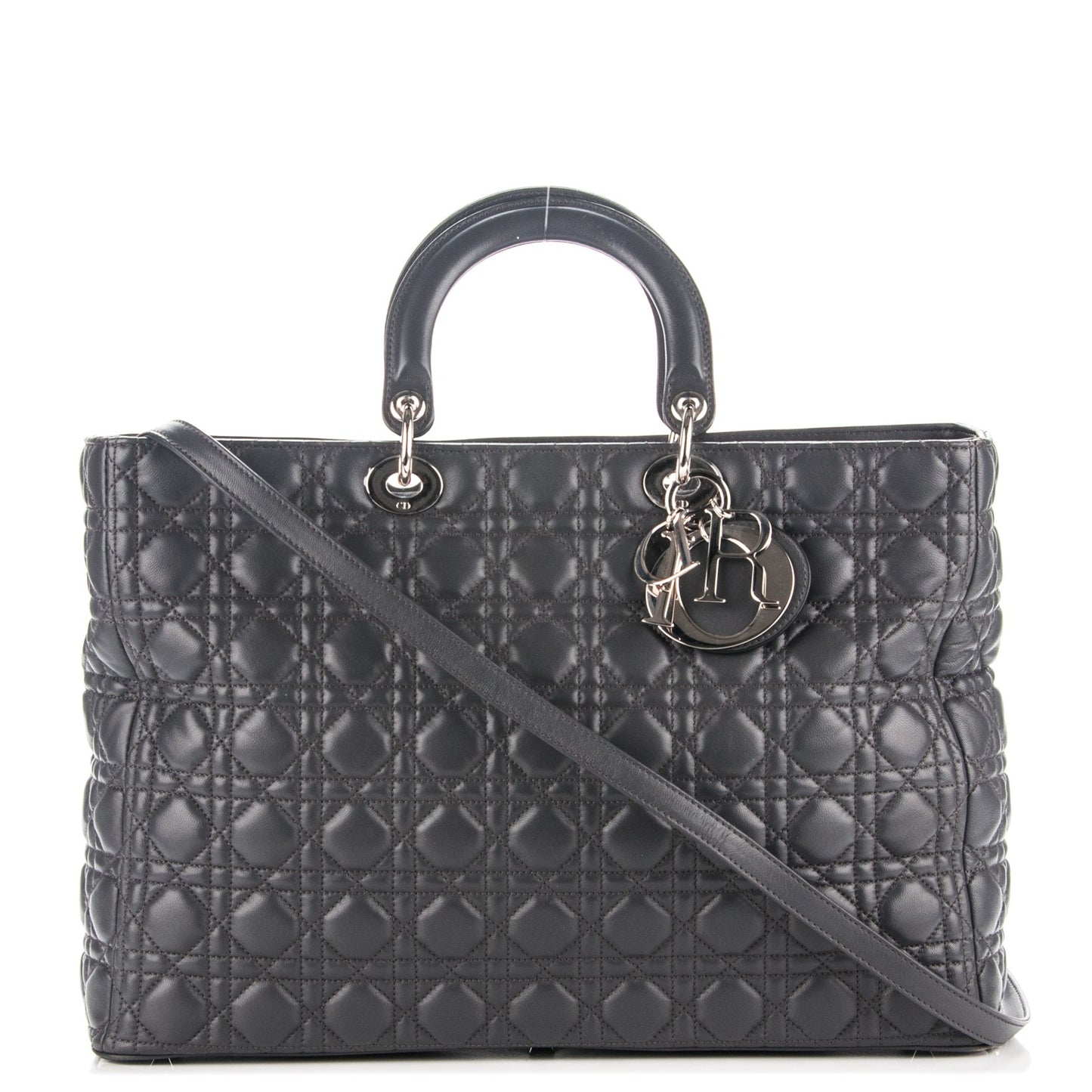 Lambskin Cannage Large Lady Dior Grey