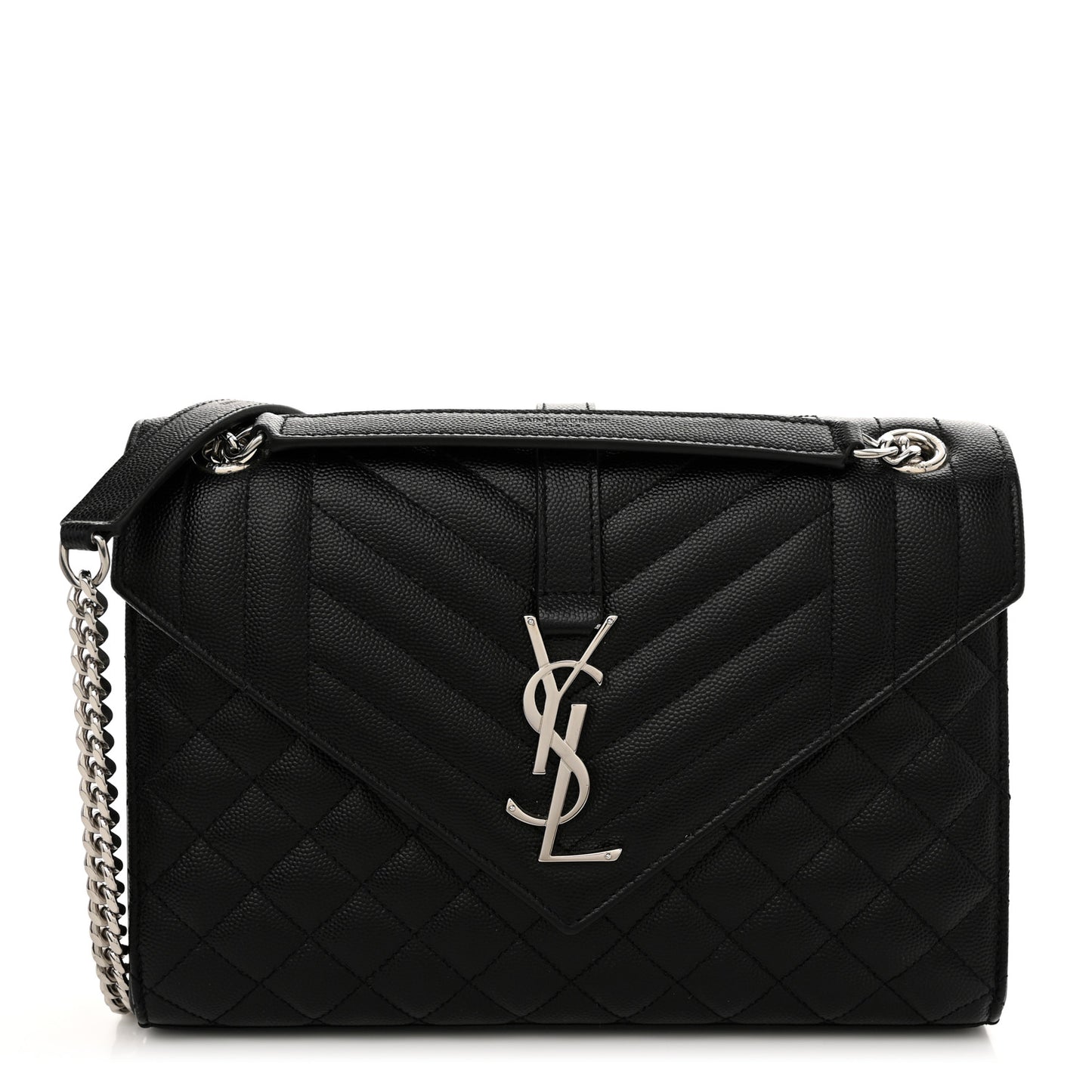 Grain De Poudre Textured Mixed Matelasse Triquilt Medium Monogram Satchel Black