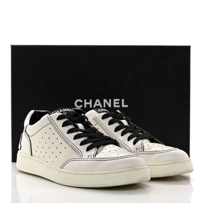 Chanel Calfskin Womens Logo Sneakers 39 White Black 10 of 10