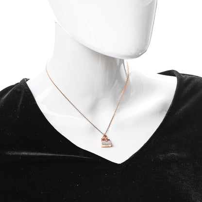 Hermes 18K Rose Gold Diamond Birkin Amulettes Pendant Necklace 2 of 5