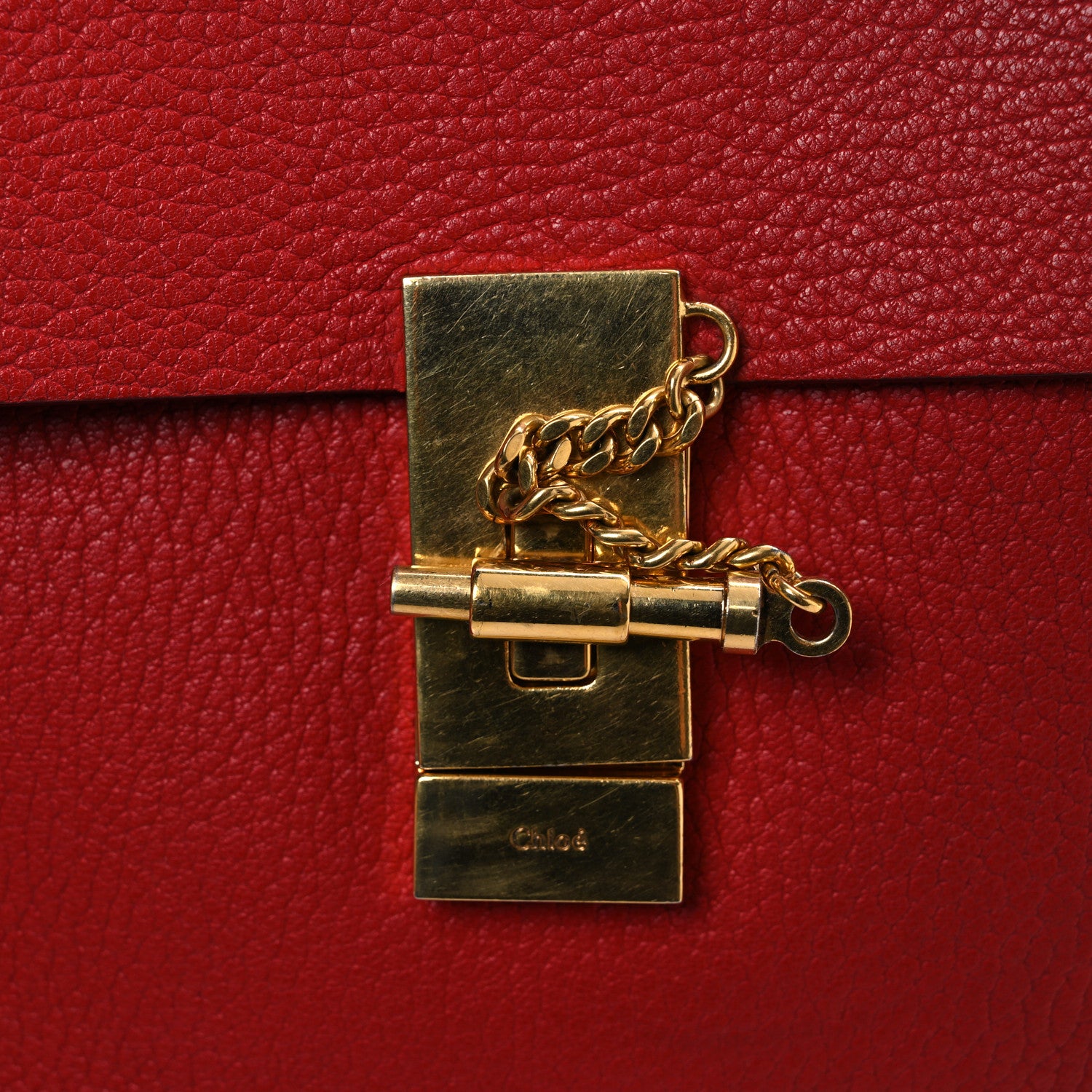Chloe Grained Lambskin Drew Shoulder Bag Plaid Red 11 of 11