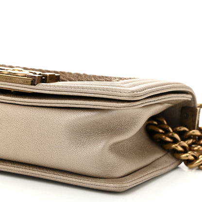 Chanel Metallic Lambskin Small Scaled Boy Flap Beige 10 of 11