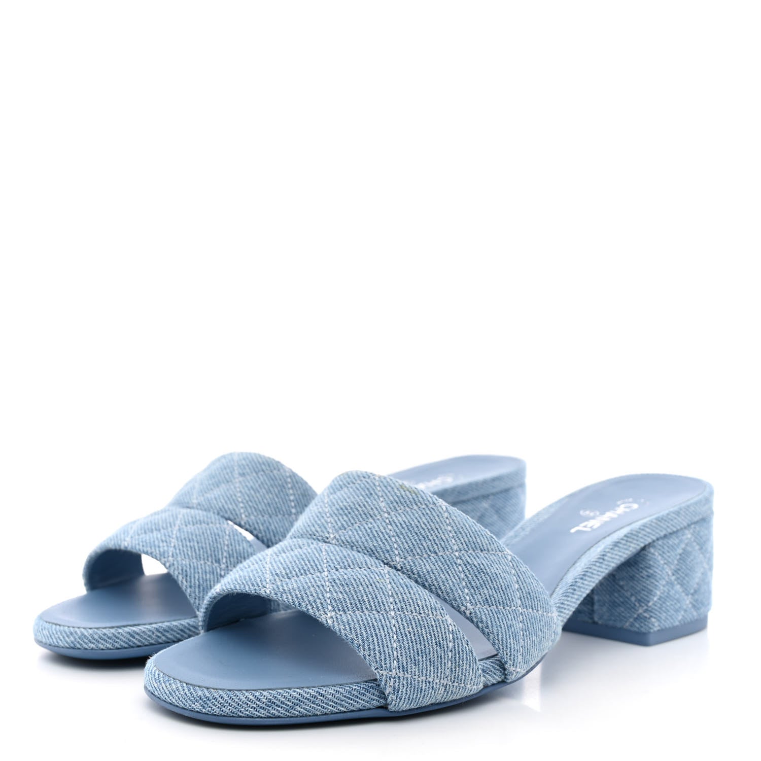 Chanel Denim Quilted Mules 38 Blue 4 of 10