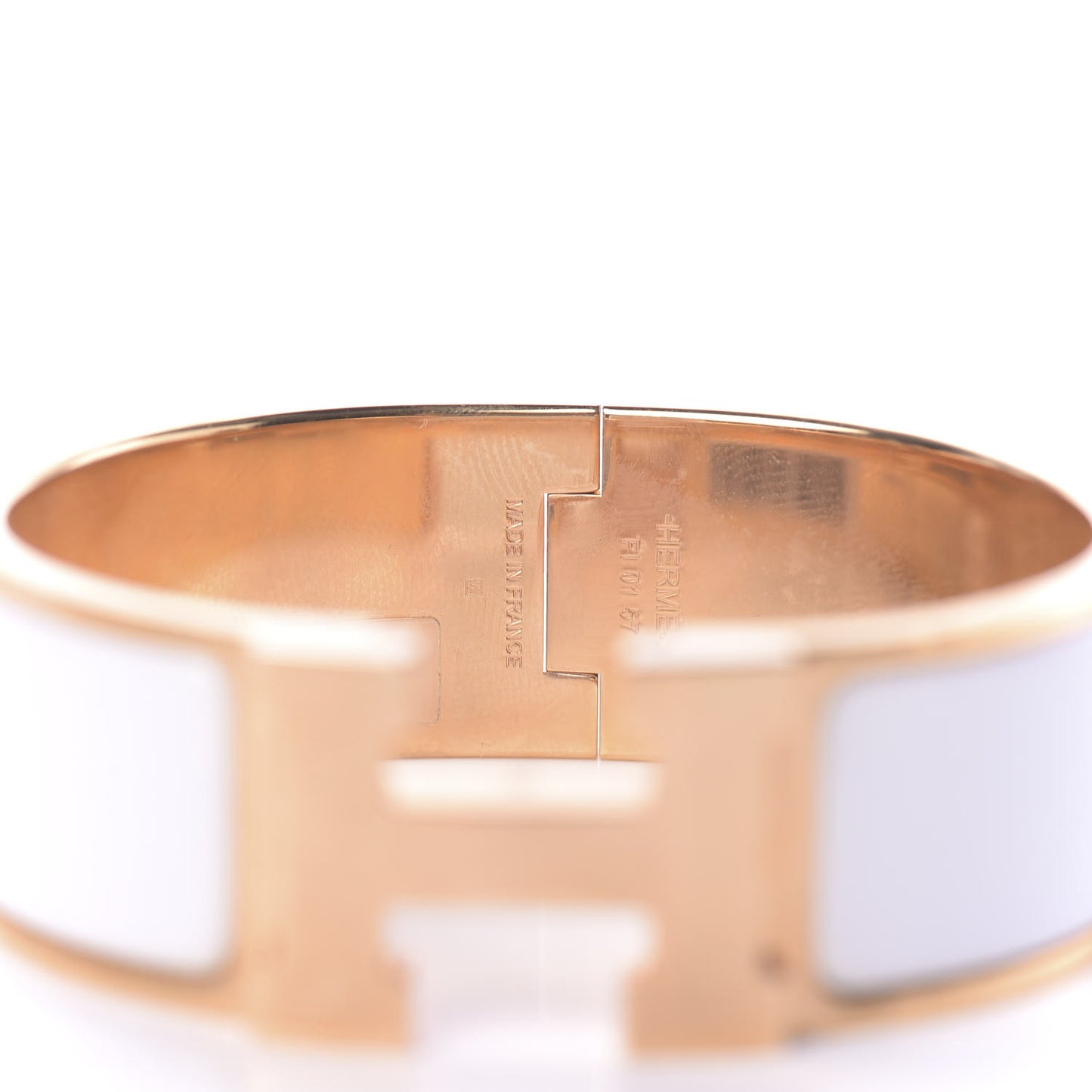 Enamel Wide Clic Clac H Bracelet PM White