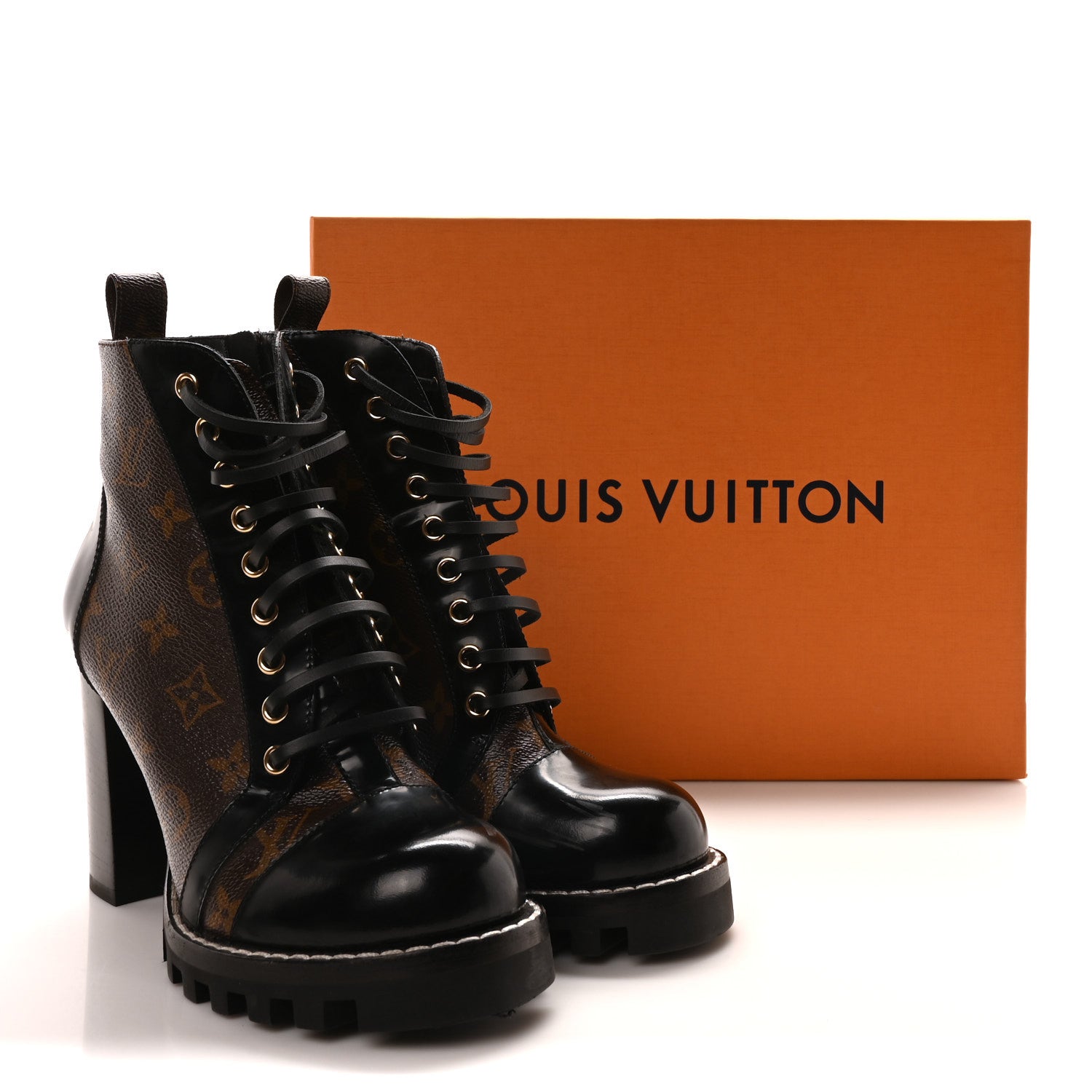 Louis Vuitton Patent Calfskin Monogram Star Trail Ankle Boots 38 Black 9 of 9