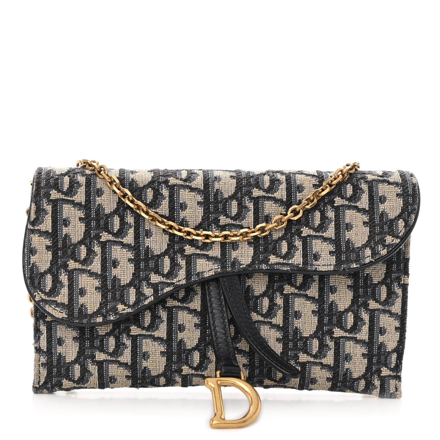 Christian Dior Oblique Saddle Chain Long Wallet Blue 3 of 10