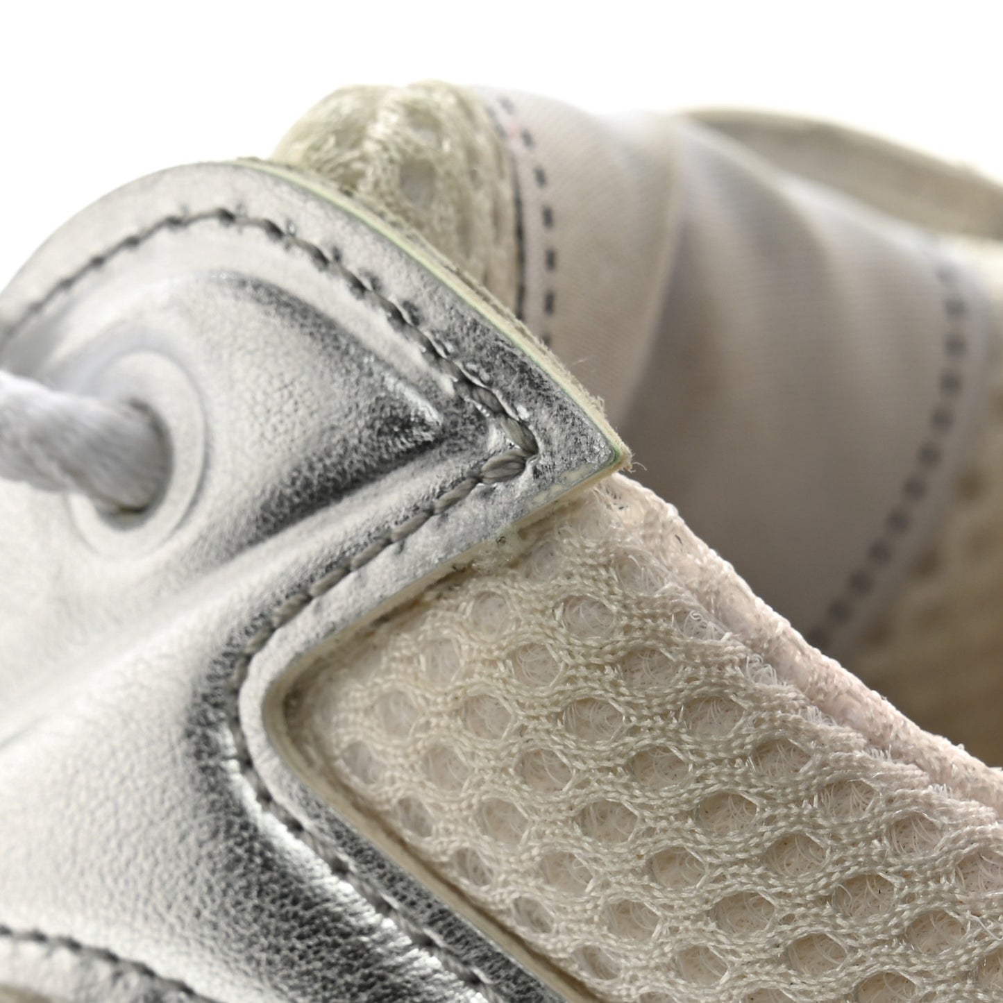 Fabric Laminated Calfskin Stretch CC Sneakers 40 White Silver