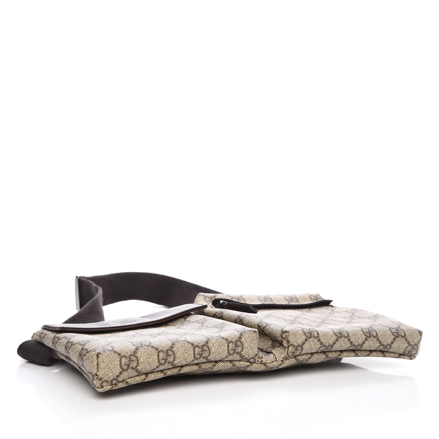 GG Monogram Double Pocket Belt Bag Dark Brown