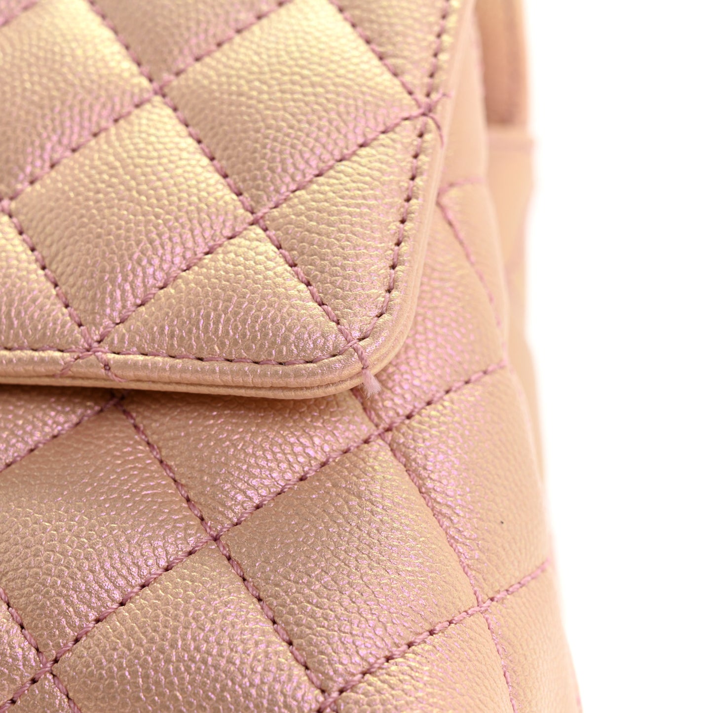 Iridescent Caviar Quilted Mini Coco Handle Flap Light Pink