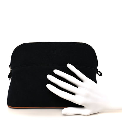 Hermes Cotton Canvas Bolide Travel Cosmetic Pouch MM Black 2 of 8