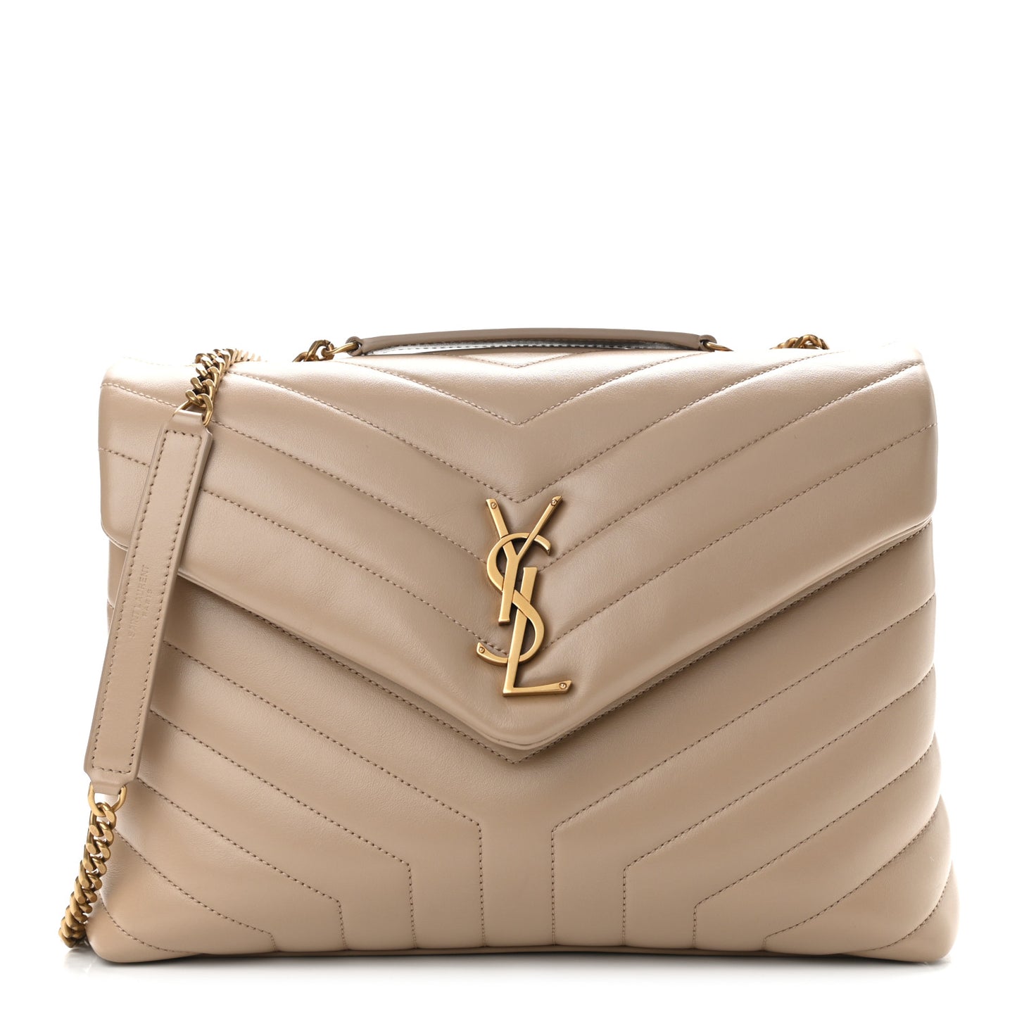 Calfskin Y Quilted Monogram Medium Loulou Chain Satchel Dark Latte