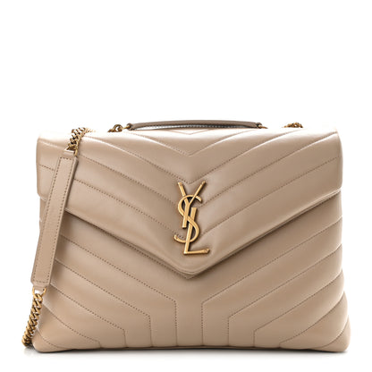 Saint Laurent Calfskin Y Quilted Monogram Medium Loulou Chain Satchel Dark Latte 1 of 11