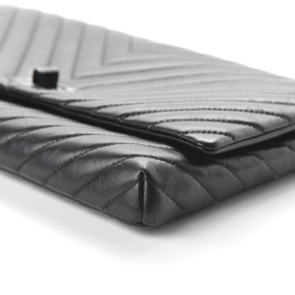Chanel Aged Calfskin Chevron Quilted Reissue 2.55 Clutch So Black 7 of 11