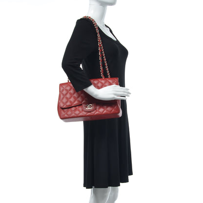 Chanel Caviar Quilted Jumbo Single Flap Red 2 of 9
