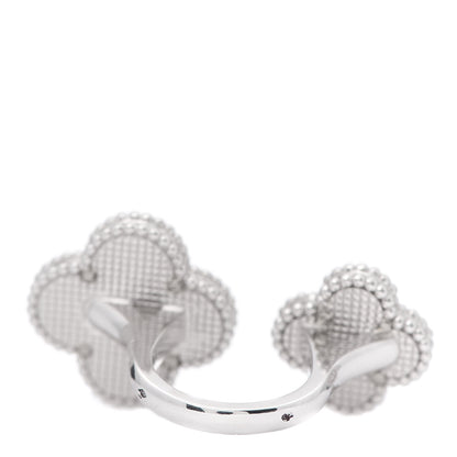 Van Cleef & Arpels 18K White Gold Mother of Pearl Magic Alhambra Between the Finger Ring 48 4.5 3 of 7