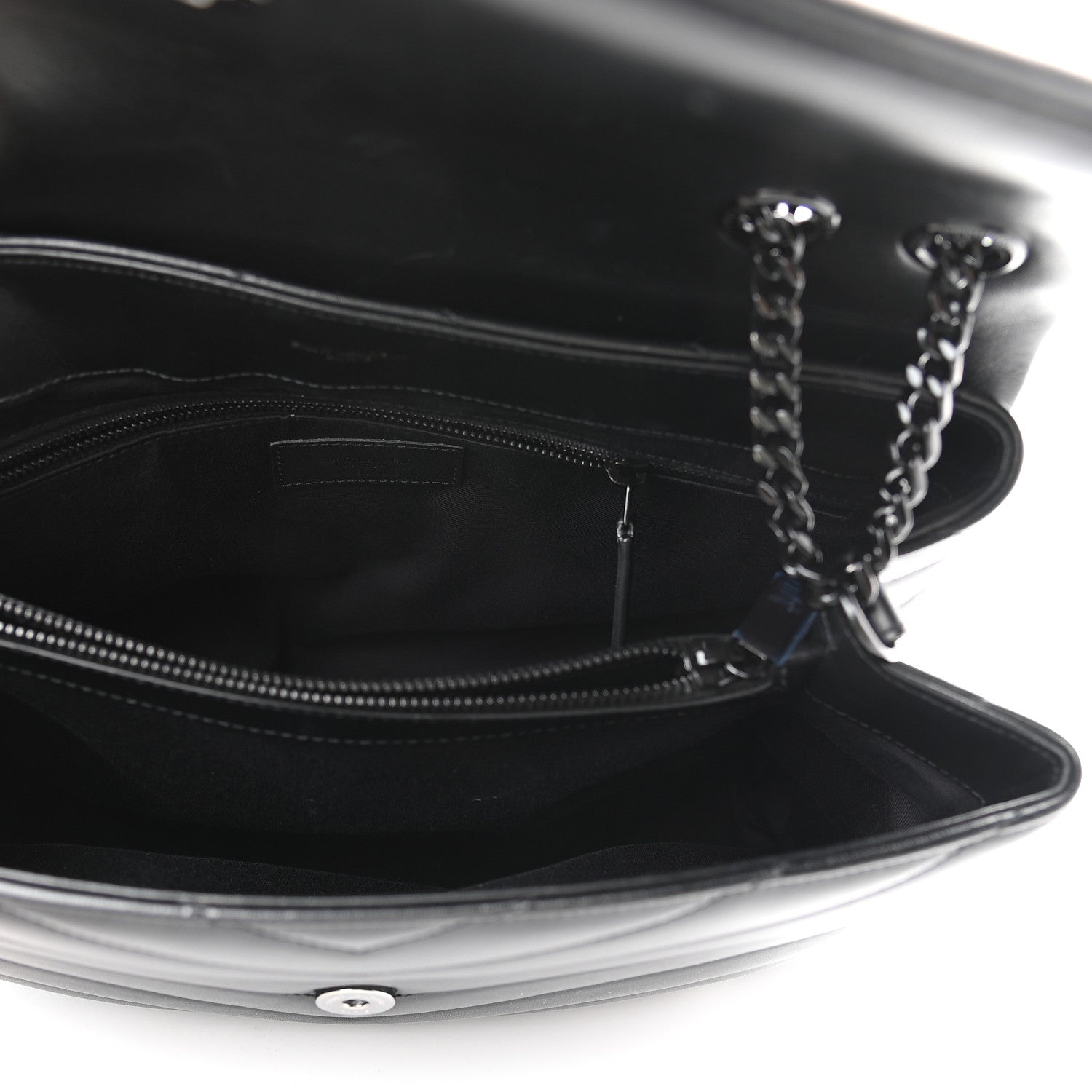 Saint Laurent Calfskin Y Quilted Monogram Medium Loulou Chain Satchel Black 5 of 11