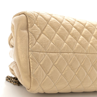 Chanel Metallic Aged Calfskin Quilted Medium Just Mademoiselle Bowling Bag Gold 9 of 11