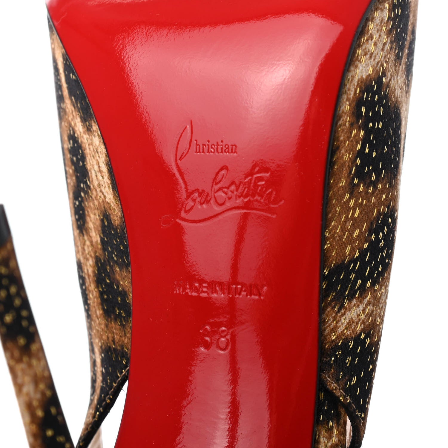 Christian Louboutin Lurex Panthere Drama Sling 100 Pumps 38 Black Gold 6 of 8