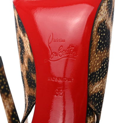 Christian Louboutin Lurex Panthere Drama Sling 100 Pumps 38 Black Gold 6 of 8