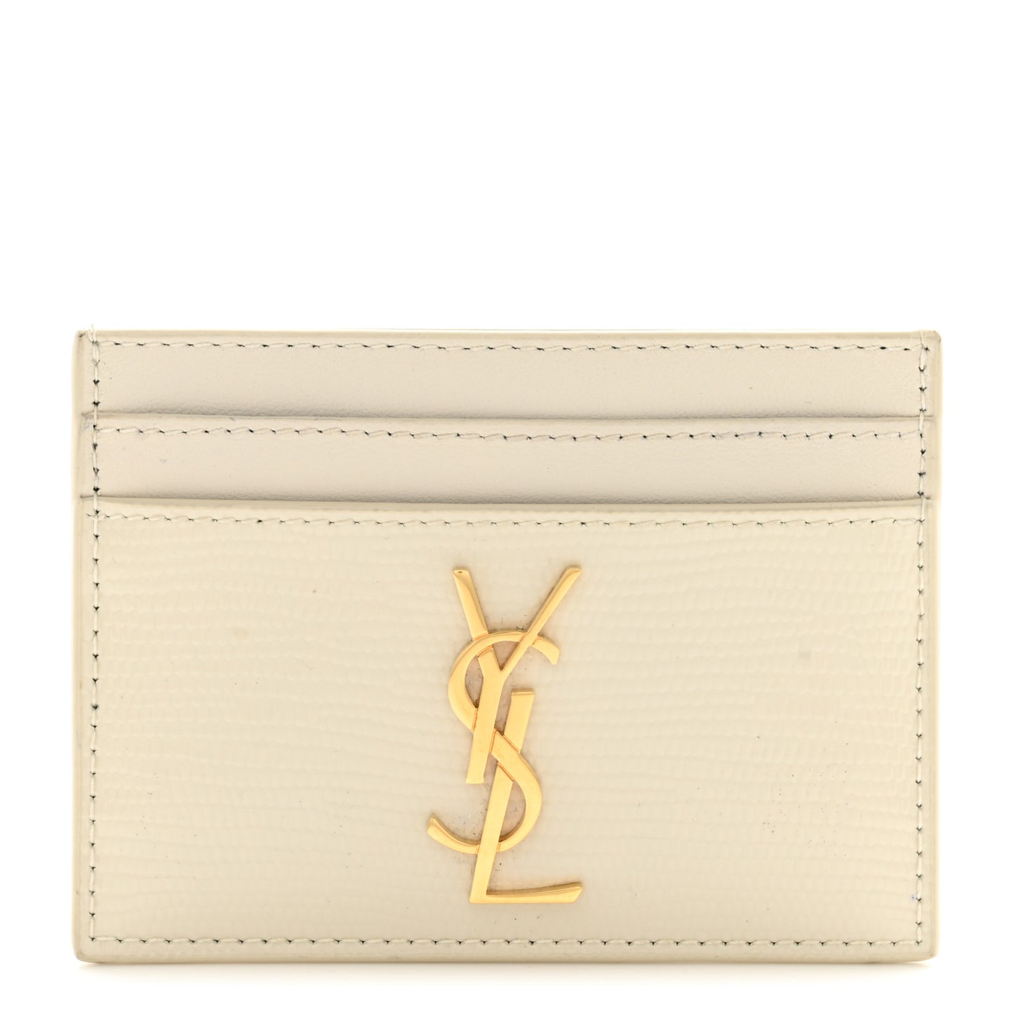 Lizard Embossed Monogram Credit Card Case Crema Soft