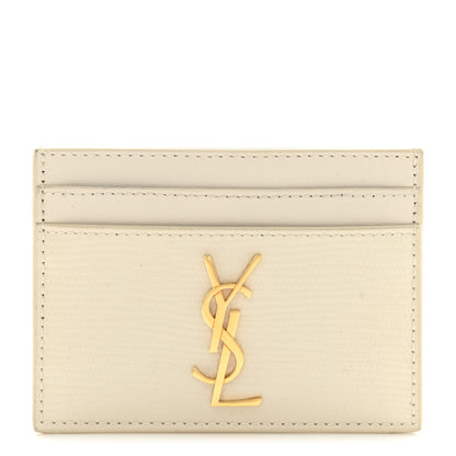 Saint Laurent Lizard Embossed Monogram Credit Card Case Crema Soft 1 of 7