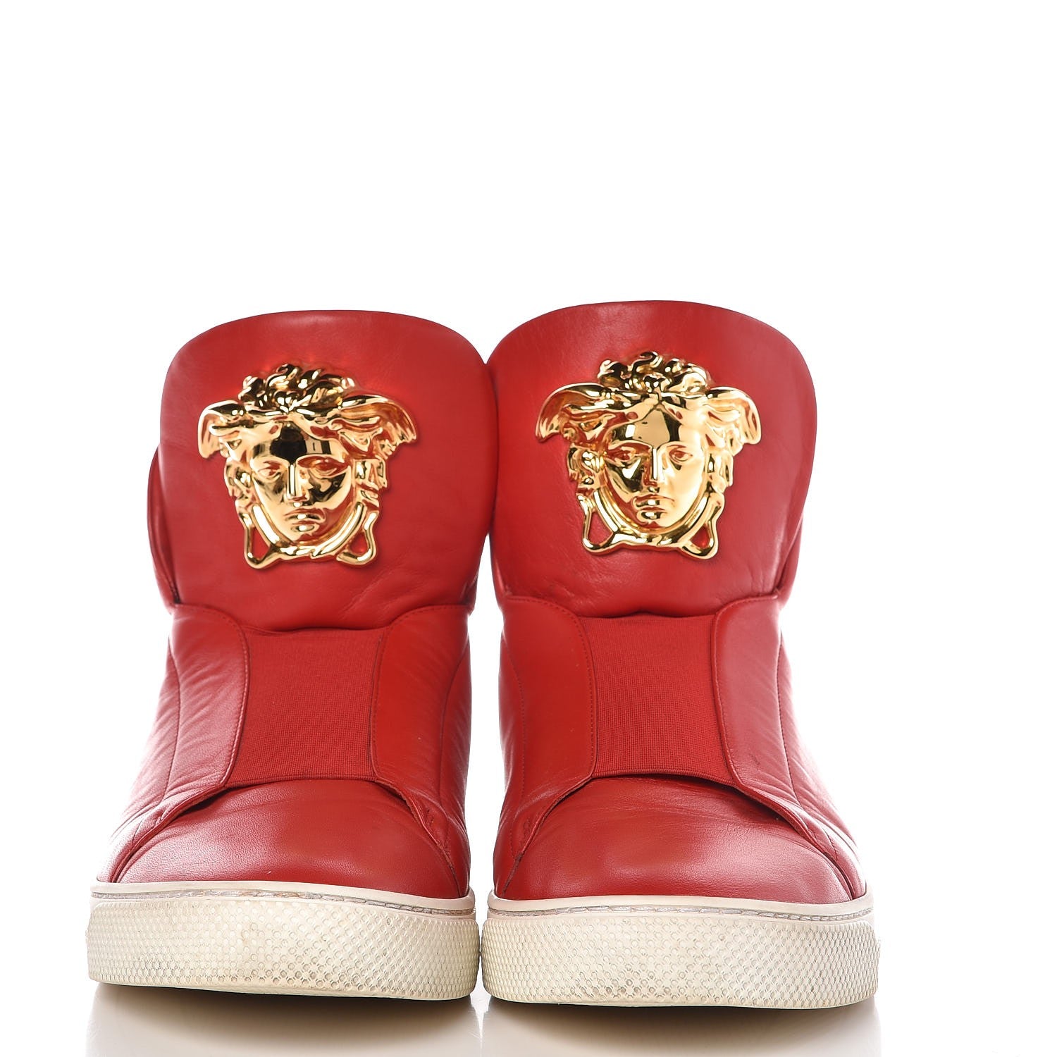 Versace Mens Calfskin Palazzo Idol High Top Sneakers 44 Red 2 of 16