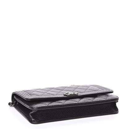 Chanel Caviar Quilted Boy Wallet On Chain WOC Black 4 of 13