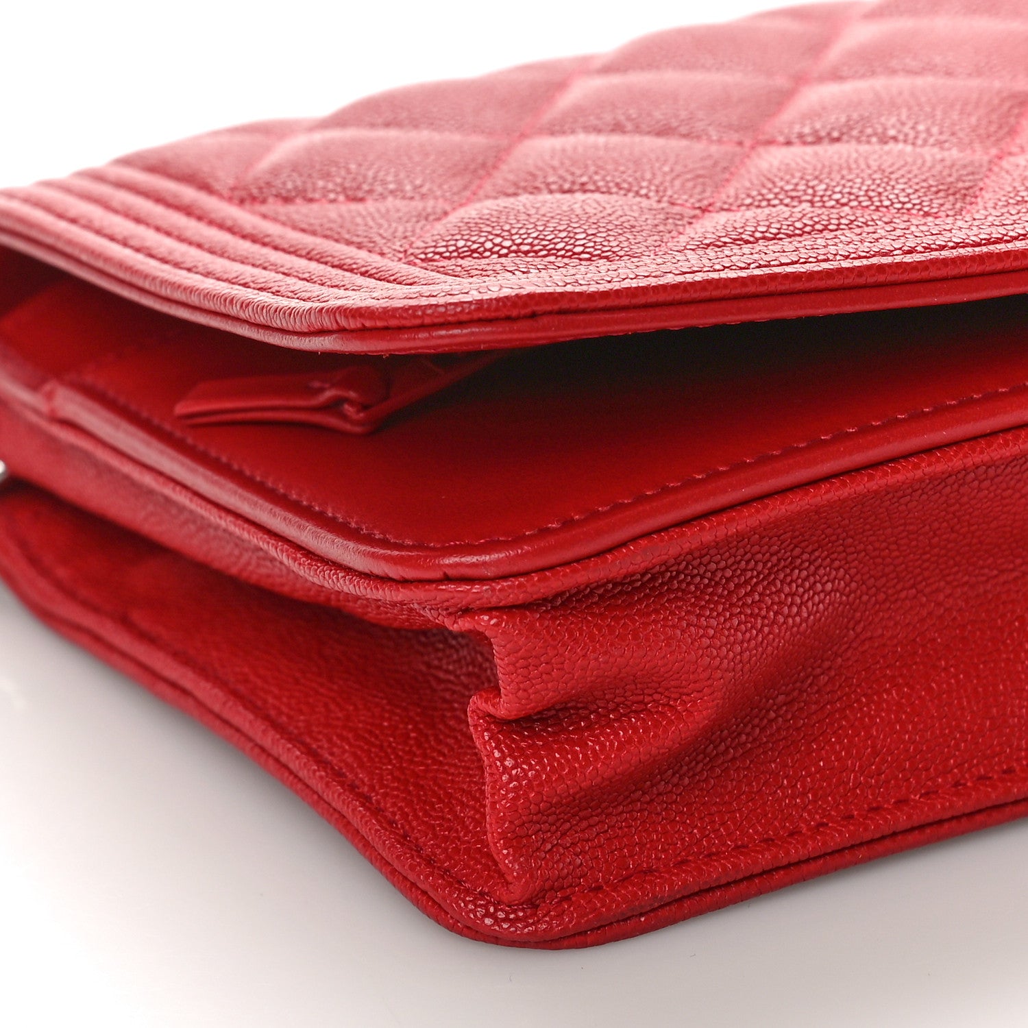 Chanel Caviar Quilted Boy Wallet On Chain WOC Red 9 of 10