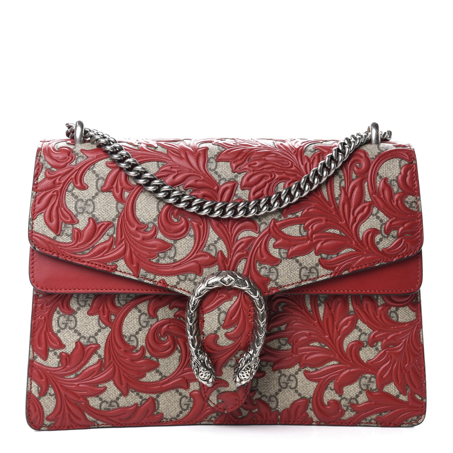 GG Supreme Monogram Arabesque Medium Dionysus Shoulder Bag Hibiscus Red