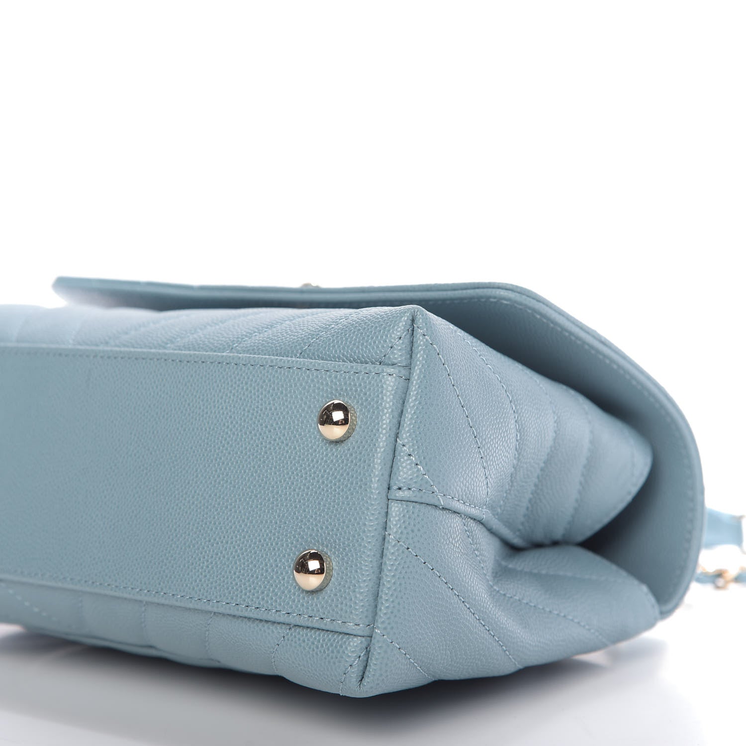 Chanel Caviar Chevron Quilted Mini Coco Handle Flap Sky Blue 8 of 11