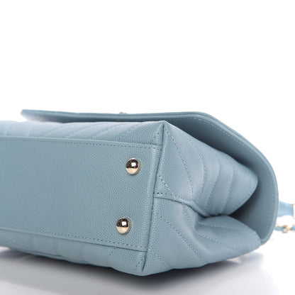 Chanel Caviar Chevron Quilted Mini Coco Handle Flap Sky Blue 8 of 11