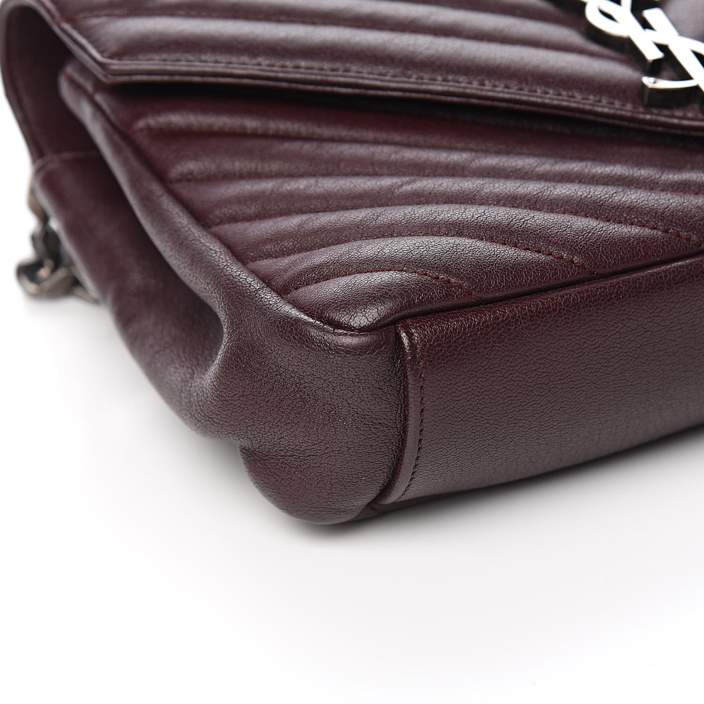 Sheepskin Matelasse Chevron Monogram Medium College Bag Amaranto