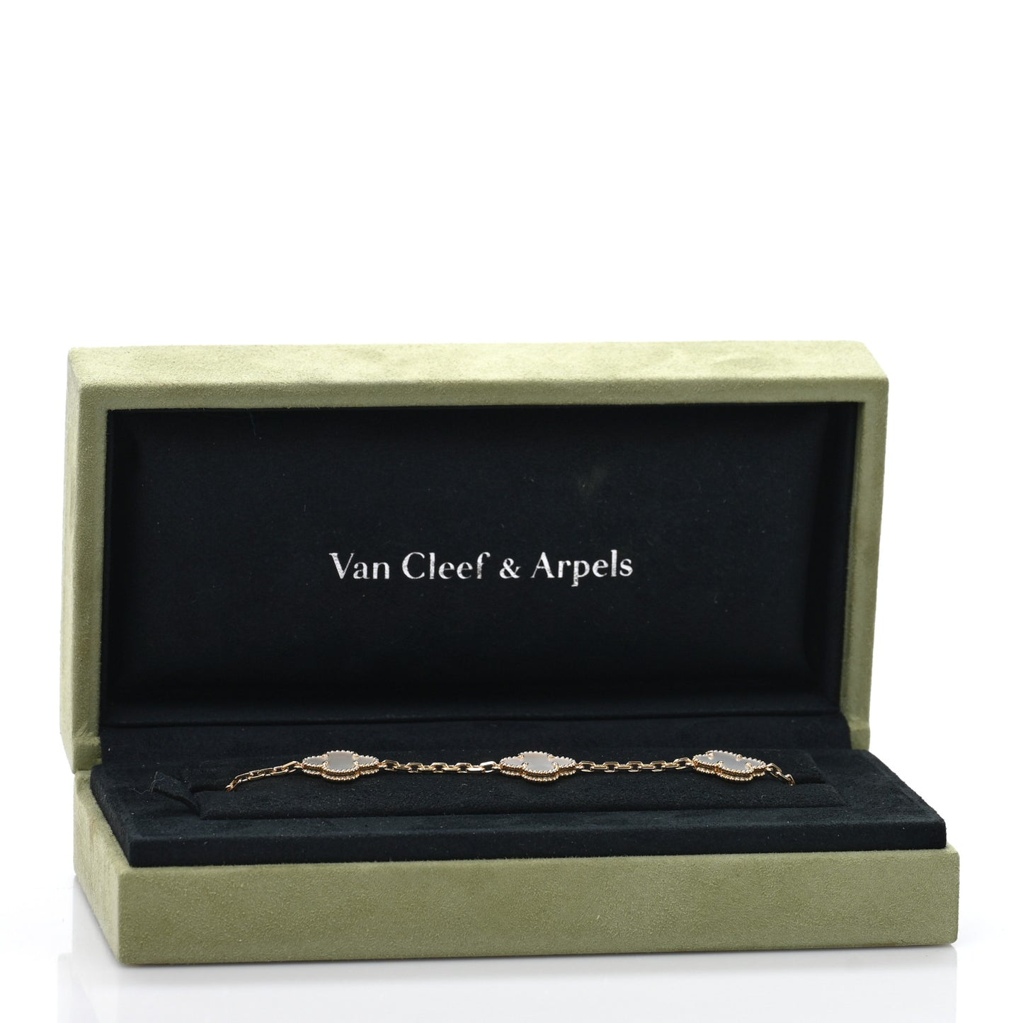 18K Yellow Gold Mother of Pearl 5 Motifs Vintage Alhambra Bracelet