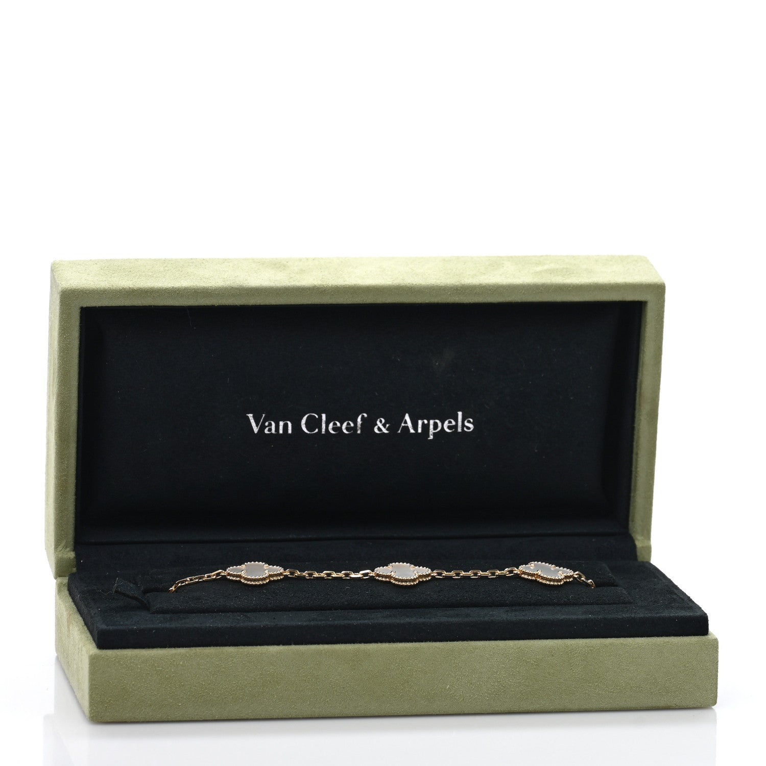 Van Cleef & Arpels 18K Yellow Gold Mother of Pearl 5 Motifs Vintage Alhambra Bracelet 4 of 4