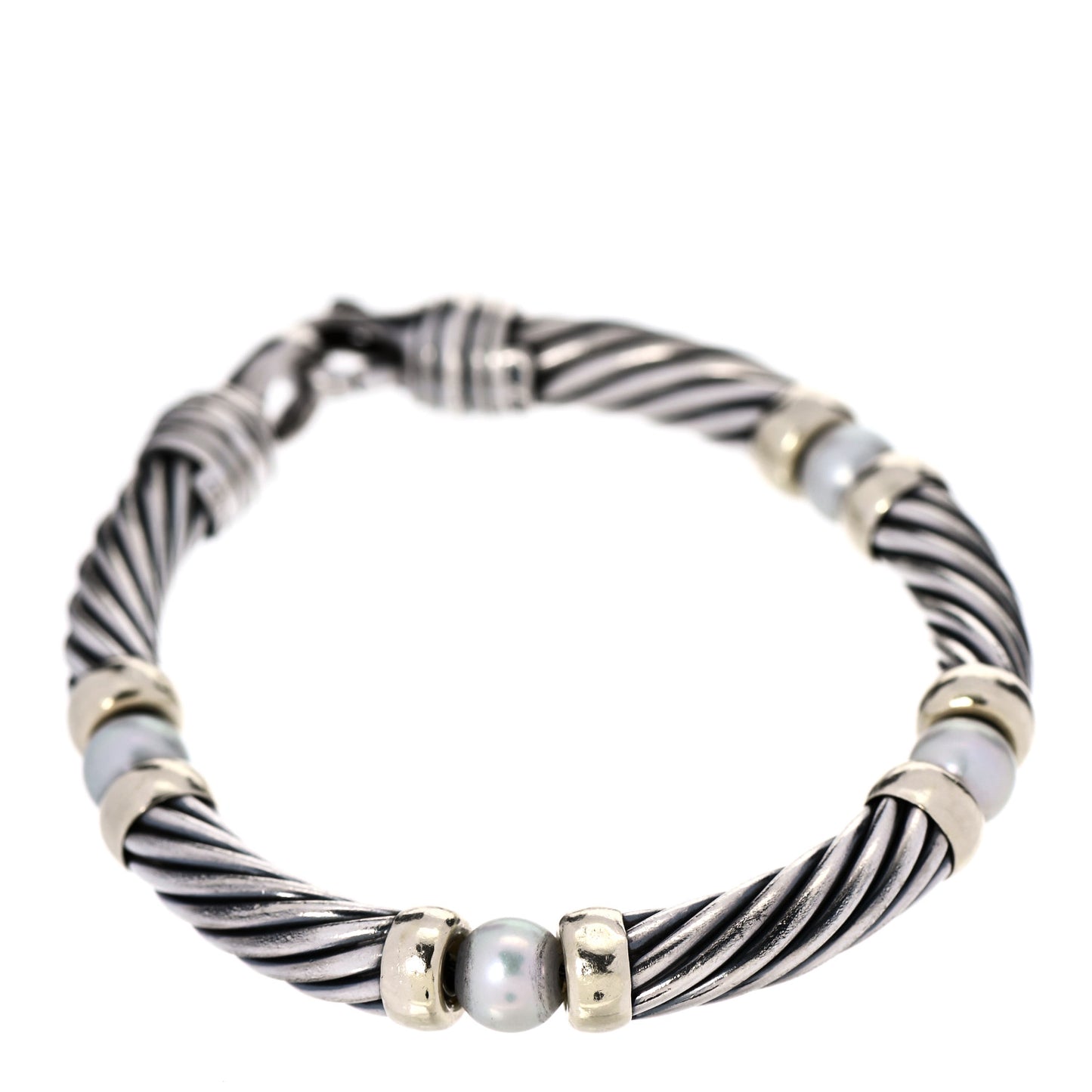Sterling Silver 14K Yellow Gold Pearl 7mm Hampton Bracelet