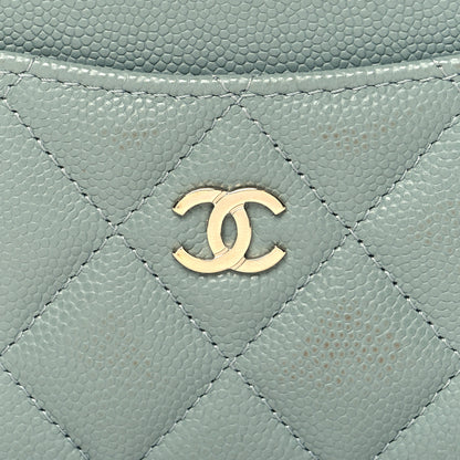 Chanel Caviar Quilted Card Holder Light Blue 9 of 9