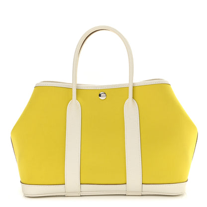 Hermes Toile Officier Vache Country Garden Party 30 TPM Lime White 2 of 22